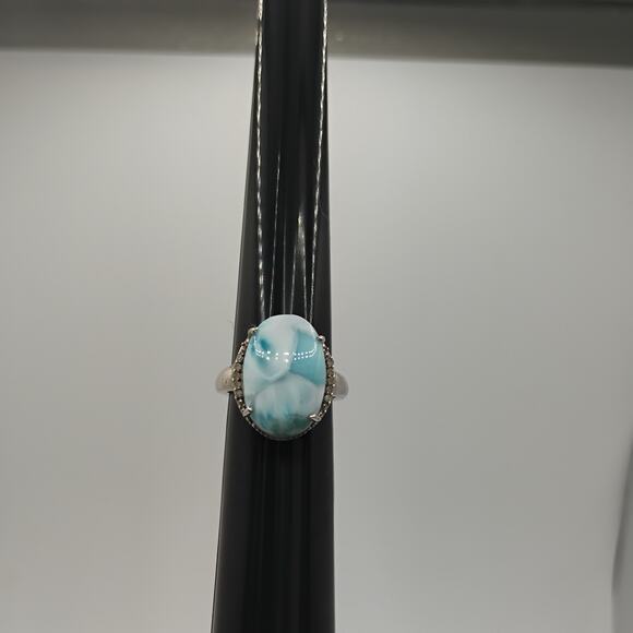 Sterling Silver Blue Larimar Ring Sz 6 - Picture 5 of 6